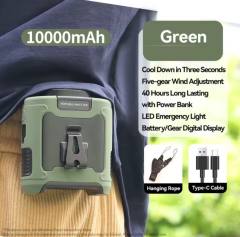 NEW 20000mAh Outdoor Portable Waist Fan Hanging Neck Fan Strong Wind with Power Bank LED Lighting for Sports Courier Outdoor Working