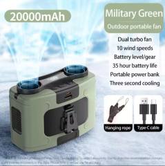 NEW 20000mAh Outdoor Portable Waist Fan Hanging Neck Fan Strong Wind with Power Bank LED Lighting for Sports Courier Outdoor Working
