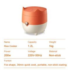 New Mini rice cooker Small 1.2L Rice Cooker Domestic cooking pot midea Fox Line Red kawayi kitty Smart Cooker