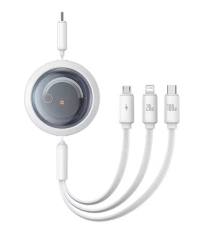 Baseus Retractable 100W 3 in 1 Fast USB Cable for Macbook iPad iPhone 16 15 Samsung