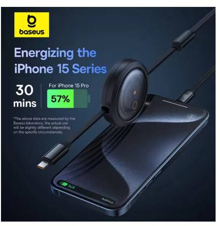 Baseus Retractable 100W 3 in 1 Fast USB Cable for Macbook iPad iPhone 16 15 Samsung