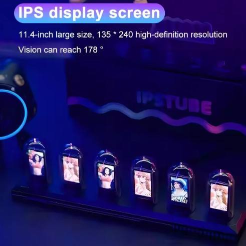 RGB Nixie Tube Clock LED Glows IPS Color Screen DIY Analog Digital Tube Night lights Gaming Desktop Home Decoration Gift Idea