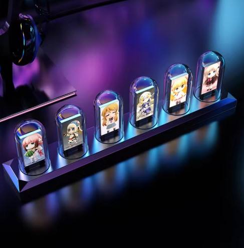 RGB Nixie Tube Clock LED Glows IPS Color Screen DIY Analog Digital Tube Night lights Gaming Desktop Home Decoration Gift Idea