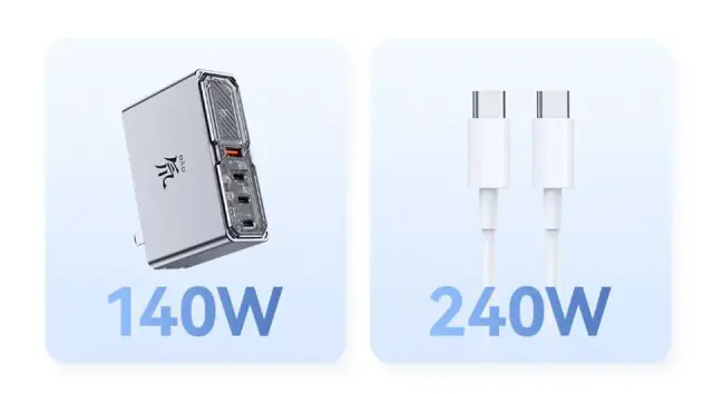 Original Nubia Red Magic 10 Pro+ 140W 4 Port GaN PD3.1 USB-C Wall Charger Cable