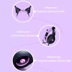 New Razer x Sanrio Kuromi Kraken V3 X Wired Headset Headphone Limited Edition