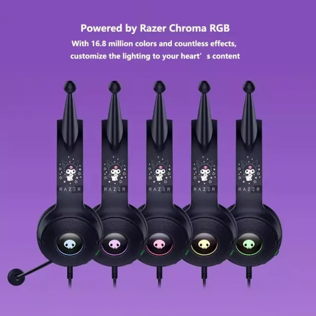 New Razer x Sanrio Kuromi Kraken V3 X Wired Headset Headphone Limited Edition