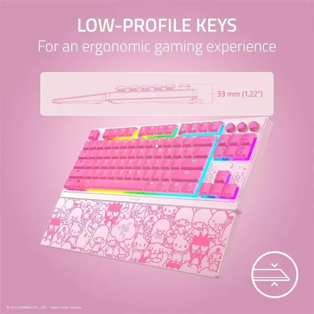Razer x Sanrio Hello Kitty² Blackwidow Tenkeyless Keyboard and Wrist Rest Combo