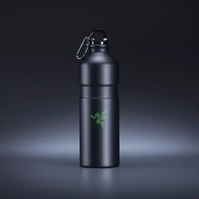 New Razer Hydrator Aluminum Water Bottle - Black - 25.3 fl oz / 750ml capacity