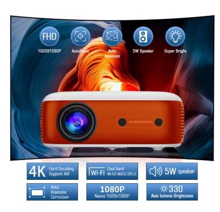 New HY800 PRO Netflix Officially Licensed Android 13 Projector with 1080P 500ANSI Prime Video YouTube WIFi BT5.2 Portable