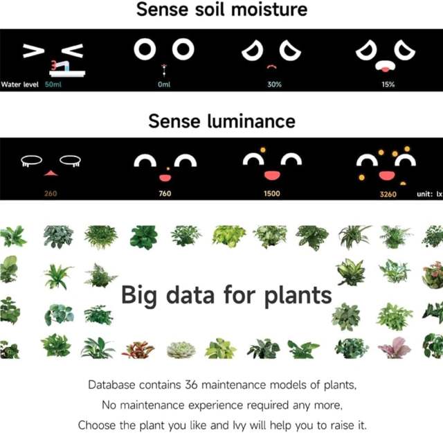 Smart Flowerpots Smart Pet Planter Ai Planter Intelligent Flowerpots Multiple Expressions 7 Smart Sensors and Ai Chips Make Raising Plants
