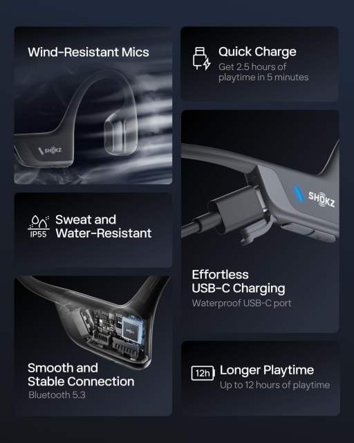 NEW SHOKZ OpenRun Pro 2 S821 Mini Bone Conduction Earphone With 2Mics Long Battery Life IP55 Waterproof