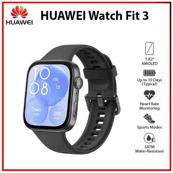 NEW Huawei Watch Fit 3 1.82" 5 ATM AMOLED Bluetooth Android iOS Smarwatch