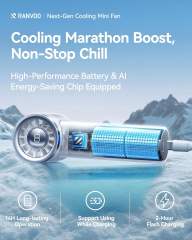 2025 New RANVOO Mini & Powerful Turbo 100 Speeds Cooling Handheld Fan Rechargeable LED Display Personal Fan