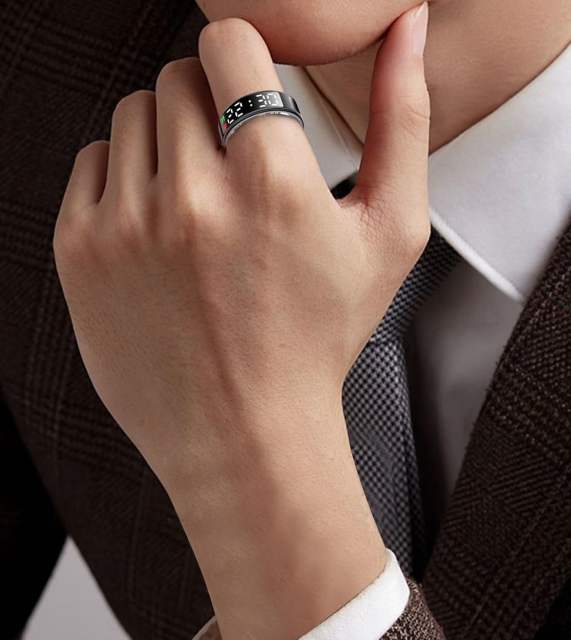 SR08 Smart Ring Men Women LED Display Heart Rate Blood Oxygen Monitor Multi-Sport Mode IP68 5ATM Waterproof Bluetooth Sleep Ring