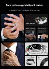 SR08 Smart Ring Men Women LED Display Heart Rate Blood Oxygen Monitor Multi-Sport Mode IP68 5ATM Waterproof Bluetooth Sleep Ring