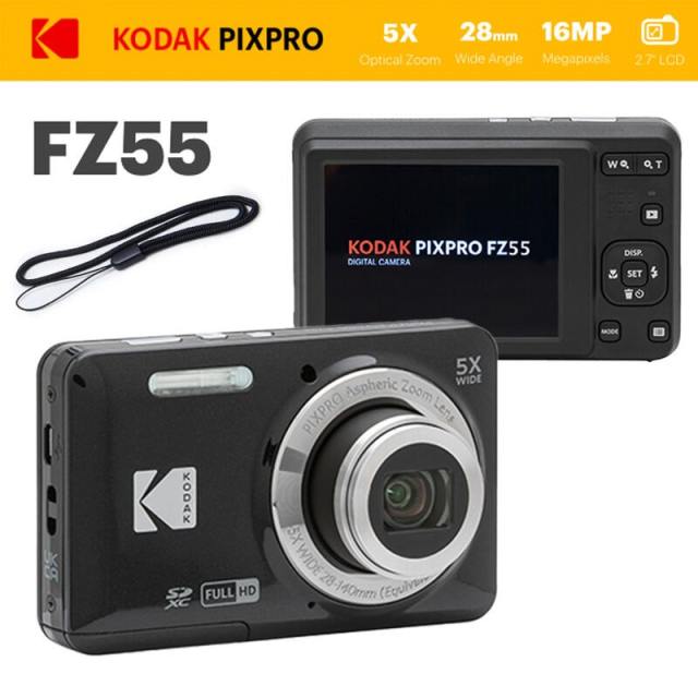 KODAK PIXPRO FZ55-RD 16MP Digital Camera 5X Optical Zoom 28mm Wide Angle 1080P Full HD Video 2.7" LCD Vlogging Camera