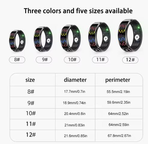 NEW R12 Smart Ring with Charging case Display Screen