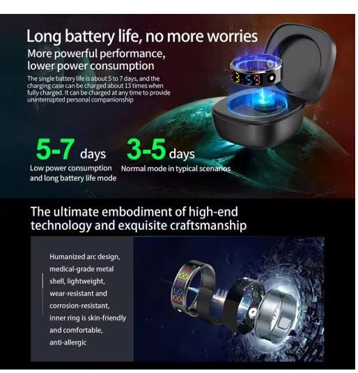 NEW R12 Smart Ring with Charging case Display Screen