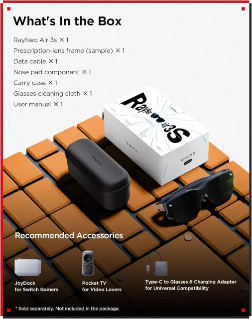 2025 New RayNeo Air 3S Smart AR Glasses XR Glasses 201" 120Hz Full HD HueView Screen