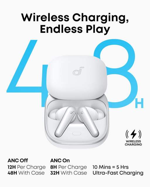 New Soundcore Liberty 5 by Anker Noise-Cancelling Wireless Earbuds 2x Stronger Voice Reduction Real-Time Adaptive Noise Cancellation Fast Charging, Dolby Audio 6-Mic AI Clear Calls
