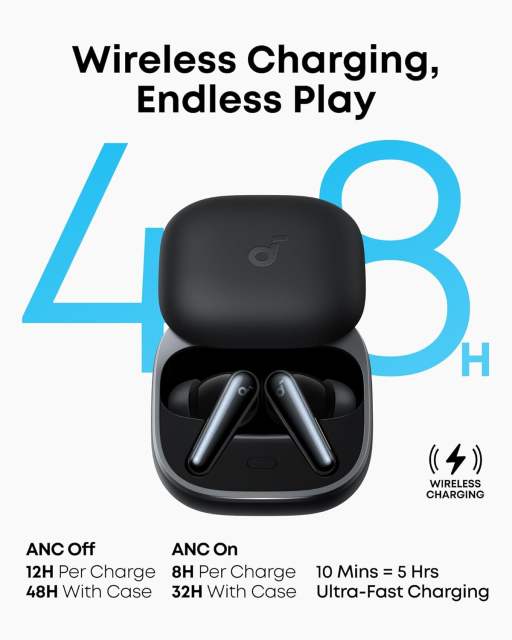 New Soundcore Liberty 5 by Anker Noise-Cancelling Wireless Earbuds 2x Stronger Voice Reduction Real-Time Adaptive Noise Cancellation Fast Charging, Dolby Audio 6-Mic AI Clear Calls