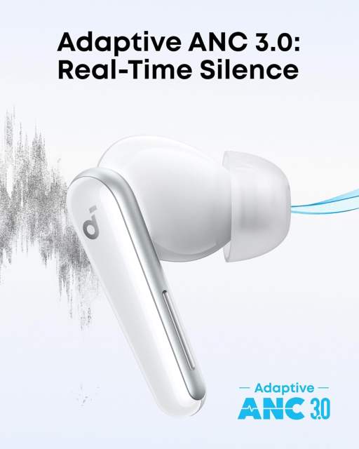 New Soundcore Liberty 5 by Anker Noise-Cancelling Wireless Earbuds 2x Stronger Voice Reduction Real-Time Adaptive Noise Cancellation Fast Charging, Dolby Audio 6-Mic AI Clear Calls
