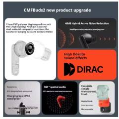 NEW CMF by NOTHING Buds 2 Wireless Bluetooth Earphones In-Ear Active Noise Cancellation Long Battery Life Music