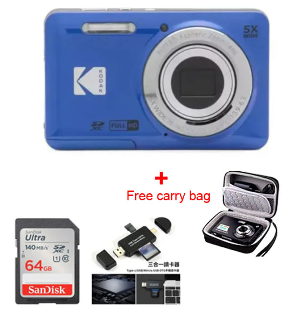 NEW KODAK PIXPRO FZ55 16MP Digital Camera 5X Optical Zoom 28mm Wide Angle 1080P Full HD Video 2.7" LCD Vlogging Camera