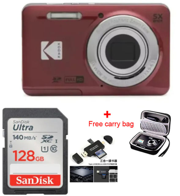 NEW KODAK PIXPRO FZ55 16MP Digital Camera 5X Optical Zoom 28mm Wide Angle 1080P Full HD Video 2.7" LCD Vlogging Camera