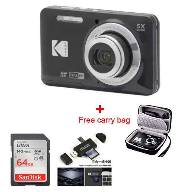 NEW KODAK PIXPRO FZ55 16MP Digital Camera 5X Optical Zoom 28mm Wide Angle 1080P Full HD Video 2.7" LCD Vlogging Camera