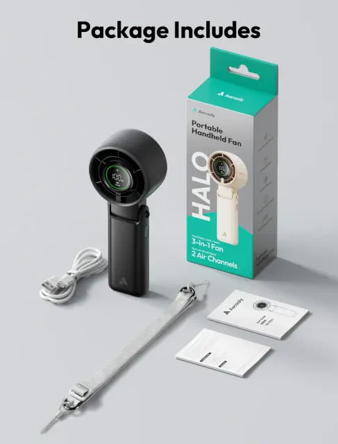 AECOOLY Portable Handheld Fan Halo 02 5000mAH