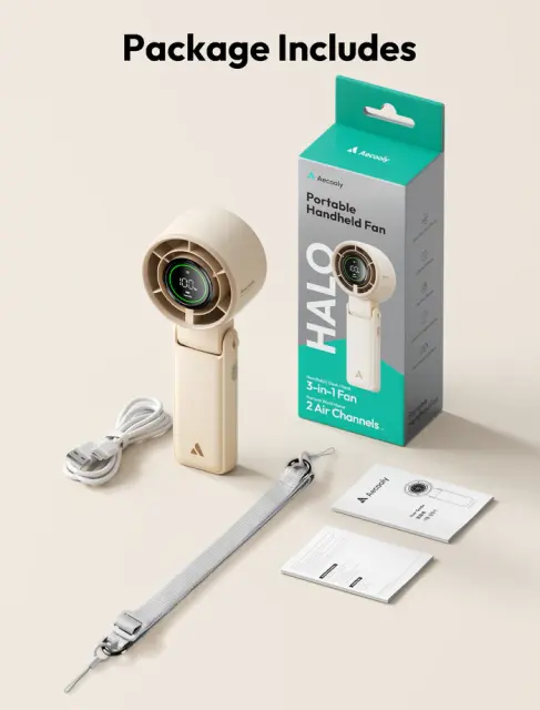 AECOOLY Portable Handheld Fan Halo 02 5000mAH