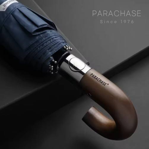PARACHASE Automatic Folding Umbrella Men Women 10K Strong Windproof Rain Umbrellas Anti UV Sun Protection Wooden Handle