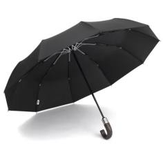 PARACHASE Automatic Folding Umbrella Men Women 10K Strong Windproof Rain Umbrellas Anti UV Sun Protection Wooden Handle