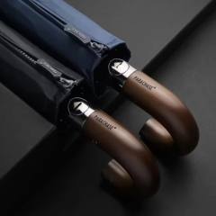 PARACHASE Automatic Folding Umbrella Men Women 10K Strong Windproof Rain Umbrellas Anti UV Sun Protection Wooden Handle