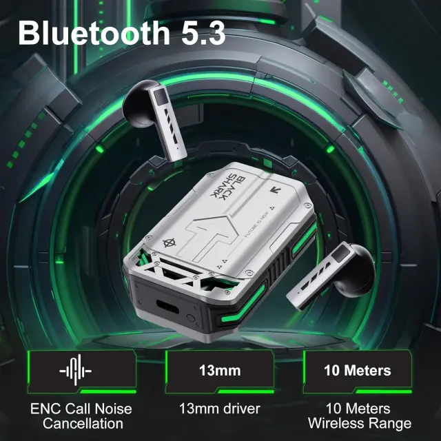 Black Shark T11 Wireless Earbuds Touch Control with Playback Deep Bass IPX4 WF