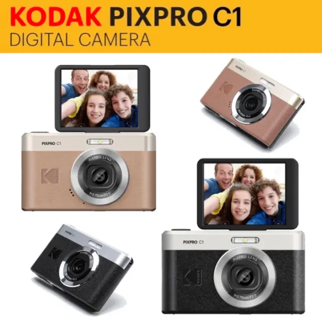 NEW KODAK PIXPRO C1 Digital Camera All-in-one 13MP Sensor 26mm Fixed Focus Lens and 180° Tilting LCD