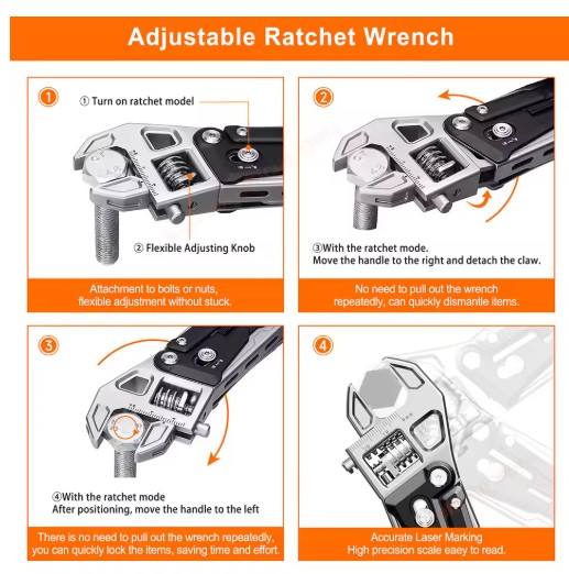 NexTool Multitool Wrench W4 11-In-1 Adjustable Wrench Pliers Folding Knife Hand Tools Screwdriver Wooding