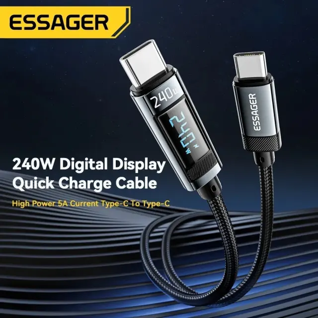 NEW 240W USB Type C To USB C Cable 100W PD 3.1 Fast Charging Charger Cable Wire 2M