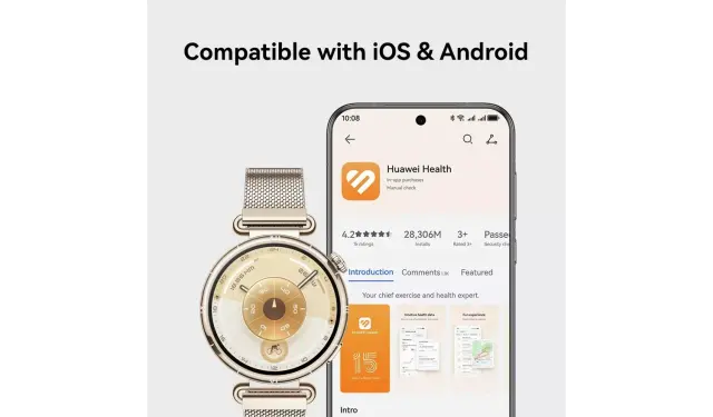 Huawei WATCH GT6 41mm stainless steel case Smartwatch and gold strap