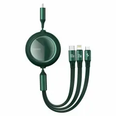 Baseus Retractable 100W 3 in 1 Fast USB Cable for Macbook iPad iPhone 16 15 Samsung