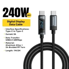 NEW 240W USB Type C To USB C Cable 100W PD 3.1 Fast Charging Charger Cable Wire 2M