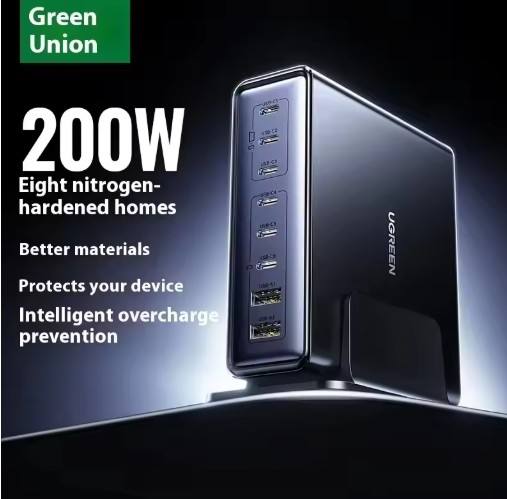 NEW UGREEN Charger Eight-in-one Gallium Nitride 200W Multi Port Fast Charging Desktop Charging Station