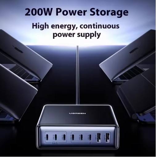 NEW UGREEN Charger Eight-in-one Gallium Nitride 200W Multi Port Fast Charging Desktop Charging Station