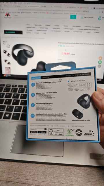 New Soundcore AeroClip by Anker, Open-Ear Earbuds Clip-On Earphones