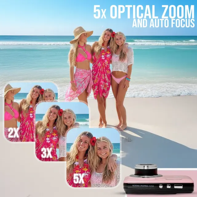 NEW KODAK PIXPRO FZ55 16MP Digital Camera 5X Optical Zoom 28mm Wide Angle 1080P Full HD Video 2.7" LCD Vlogging Camera