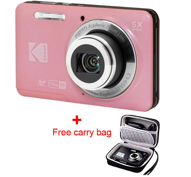 KODAK PIXPRO FZ55-RD 16MP Digital Camera 5X Optical Zoom 28mm Wide Angle 1080P Full HD Video 2.7" LCD Vlogging Camera