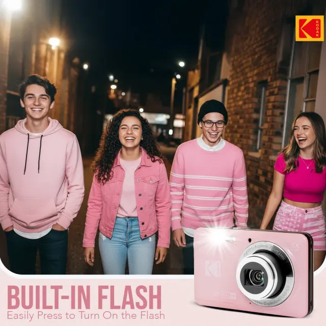 NEW KODAK PIXPRO FZ55-RD 16MP Digital Camera 5X Optical Zoom 28mm Wide Angle 1080P Full HD Video 2.7" LCD Vlogging Camera