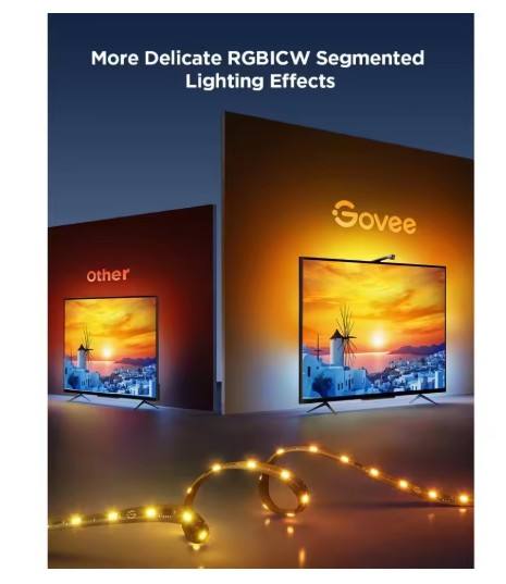 NEW Govee TV Backlight 3 Lite with Fish-Eye Correction Function Sync to 55-65 Inch TVs, 11.8ft RGBICW Wi-Fi LED Strip Lights