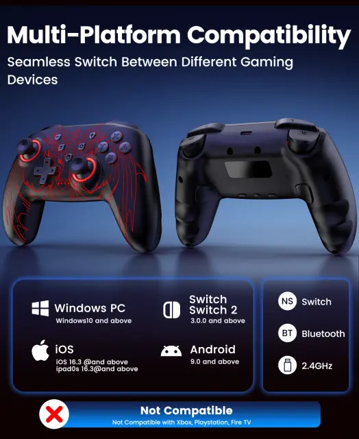 For Nintendo Switch 2/OLED Console Wireless Pro Controller Bluetooth Gamepad